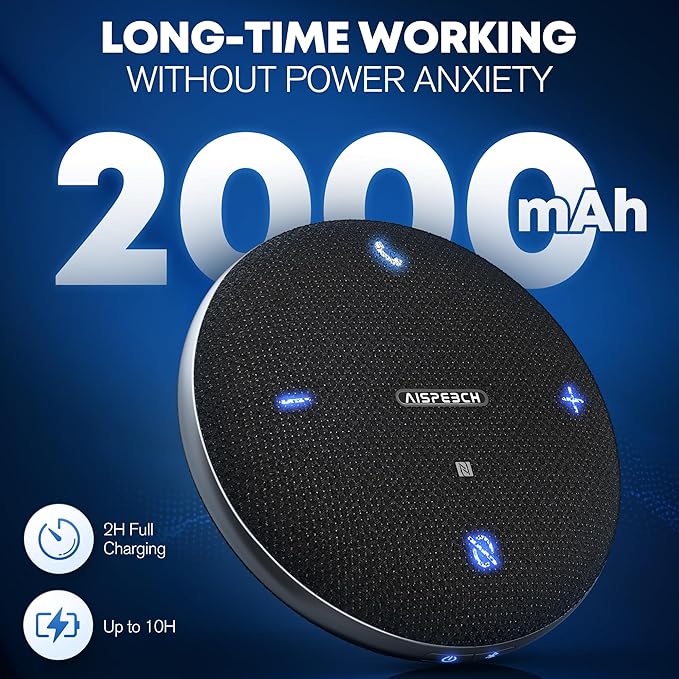M4 Bluetooth Speakerphone Conference Microphone with AI Noise Reduction Full-Duplex AI Transcription USB Speakerphone 360° Voice Pickup Conference Speaker Home Office for Teams/Zoom Black
