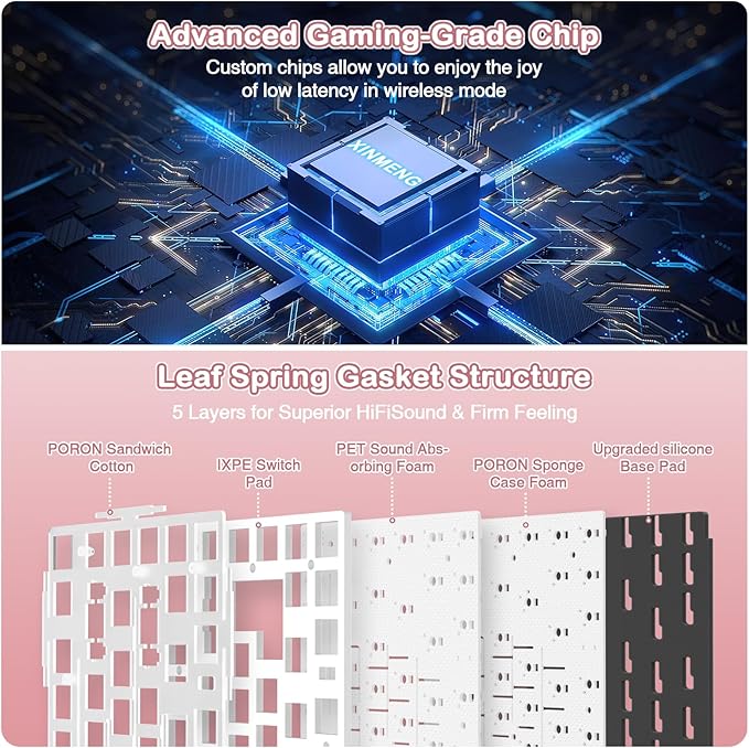 ATTACK SHARK X85 Wireless Mechanical Gaming Keyboard with KnobHot SwapBT/2.4GHz/USB-CSide Print PBT KeycapsGasketRGBCoiled CableLinear White Jade Switch for Win/PC/MAC