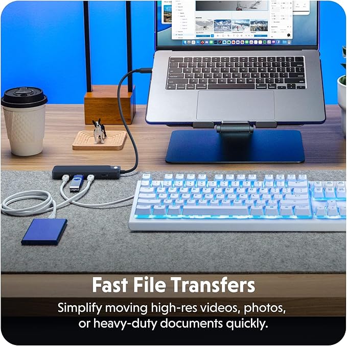 HyperDrive Flex USB Hub 4-Port Adapter — USB C Extender for Fast File Transfers &amp Multi-Device Connectivity — 4X 5Gbps Compatible w/Mac PC Chromebook (Black)