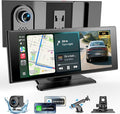 WonVon Wireless Car Play Screen 10.26'' Monitor with Apple Carplay &amp Android Auto 4K Dash Cam 64G 1080P Backup Camera Portable Smart Touch Tablet Stereo Multimedia Dashboard Bluetooth/FM/GPS/