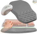 2-in-1 Ergonomic Set Wave Keyboard Wrist Rest and Massage Slope Mouse Pad Wrist Support Rebound Memory Foam for Relieve Carpal Tunnel Syndrome and Wrist Pain (Dark Grey)