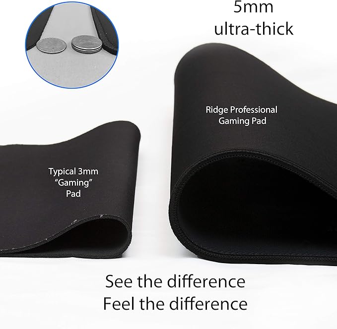 Gaming Mouse Pad (5mm) Massive 46 inch | 46x17.3x0.20 Extra Thick | Black | Stitched Edge Large Washable Desk Mat
