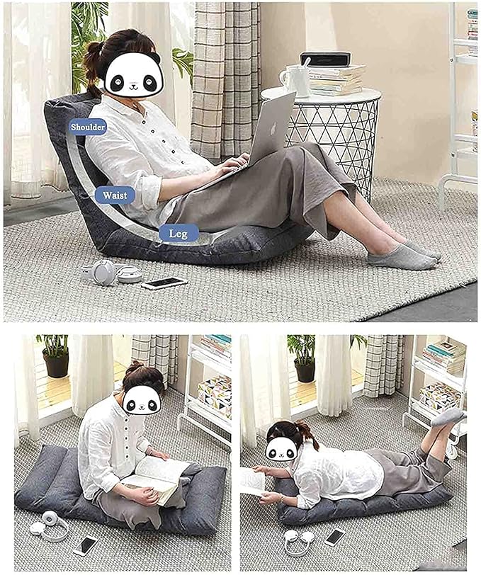 Floor Chair with Back Support Anti Slip Padded Folding Chair Ergonomic Seat Cushion Bedroom Portable Floor Lounger for Reading Gaming (Color : Pink)