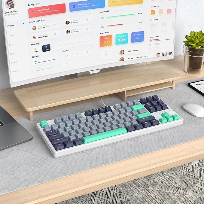 75% Mechanical Gaming Keyboard with Red Switch RGB LED Backlit 87 Keys TKL Wired Computer Keyboard for Windows Laptop PC Gamer