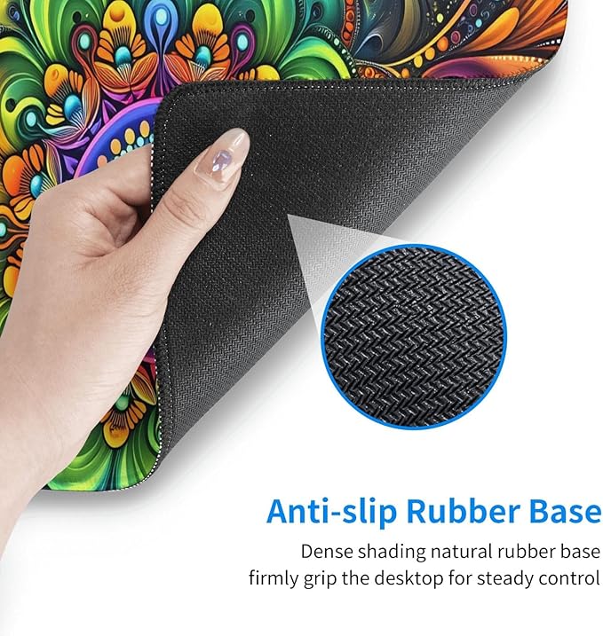 Boho Flower Desk Cover MatExtended Large Mouse PadComputer Laptop Mat Desk Decor for Office Game Home 30x16 Inch