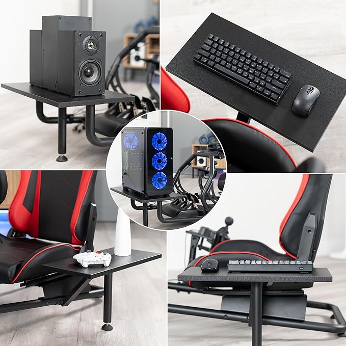 VIVO Premium Racing Simulator Cockpit with Shelf Kit Wheel Stand Gear Mount Fits Logitech Thrustmaster Fanatec Compatible with Xbox One PlayStation STAND-KIT-RACE1S