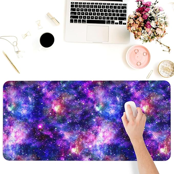 Galaxy Constellation Large Mouse Pad Gaming Mousepad with Wrist Support Rubber Computer Keyboard Mat for Desk Laptop Non-Slip Full Deskmat Protector Waterproof Writing Pad Office Home 16x35.5 in