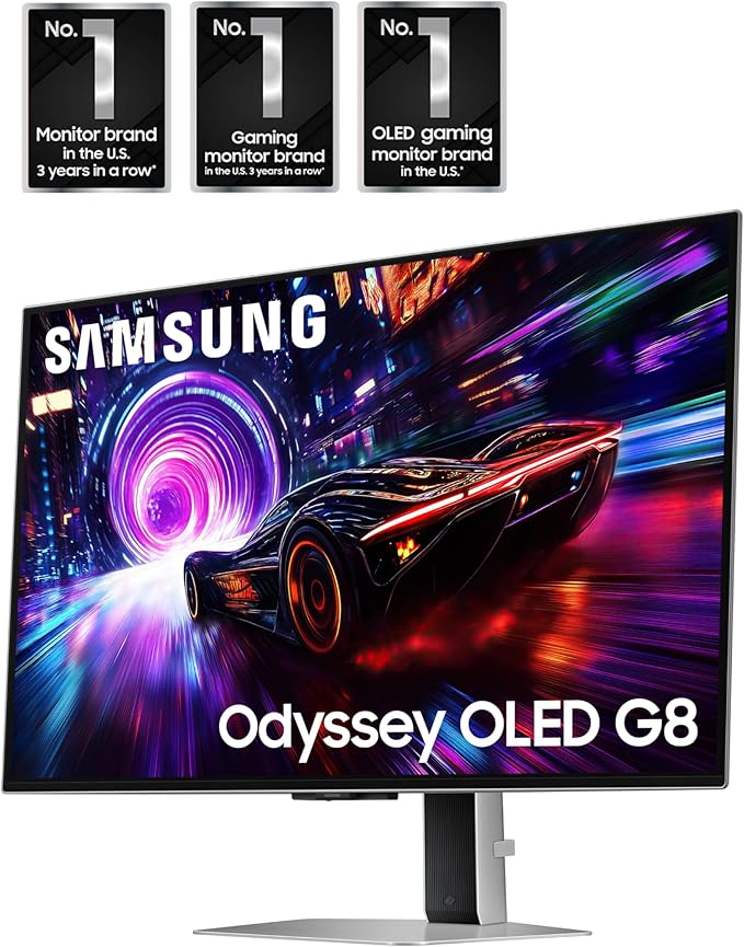 Samsung 32” Odyssey QD-OLED G8 (G81SF) 4K 240Hz Gaming Monitor 0.03ms Response Time DisplayHDR True Black 400 AMD FreeSync™ Premium Pro G-Sync Compatibile 3 Yr Warranty LS32FG810SNXZA 2025