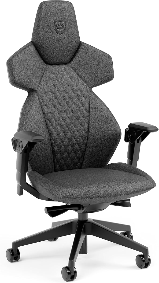 noblechairs Dawn TX Gaming Chair - Granite-Ergonomic Desk Chair with Folding Armrests Synchronous Mechanism Fabric Cover Lumbar Support Universal Wheels
