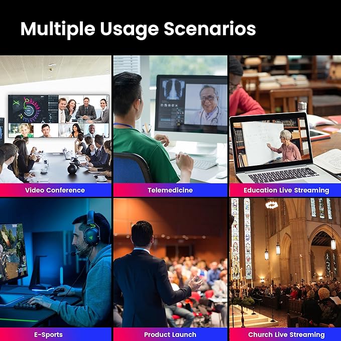 4K UHD PTZ Camera AI-Auto Tracking 20X Optical Zoom USB3.0/HDMI/LAN PoE IP Live Streaming PTZ Conference Room Camera for Church Services Education Conference Events Work with YouTube OBS