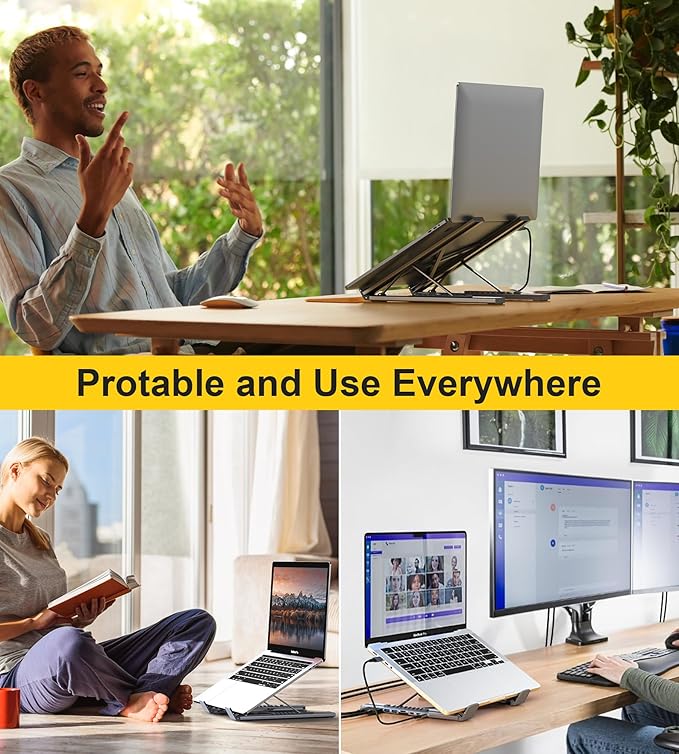 USB C Laptop Docking Station Stand Dual Monitor 4K@60Hz 9 in 1 USB C Hub with 2 HDMI 2 USB 3.0 PD 100W Universal Dock Station for MacBook Pro/Air/Dell/HP/Surface/Lenovo
