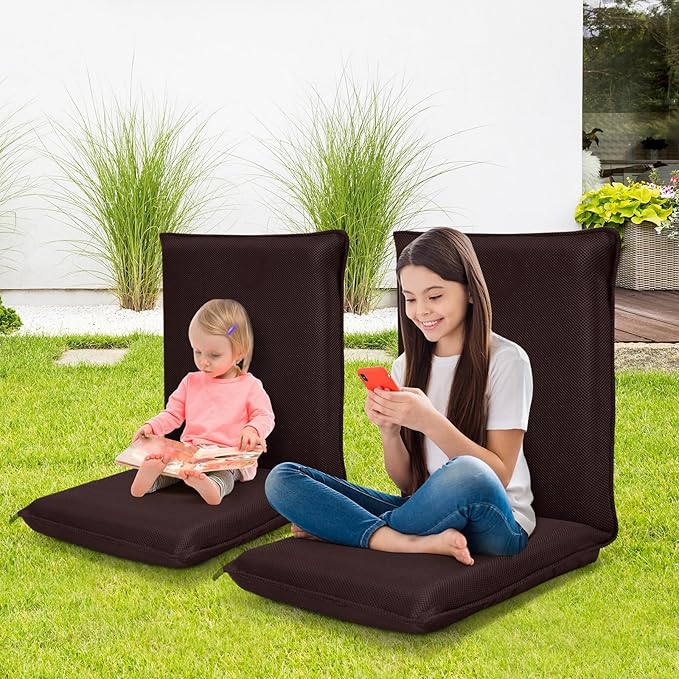 S AFSTAR Adjustable Floor Chair Set of 2 Cushioned Lounger Recliner with 6-Position Comfortable Back Support &amp Thick Padded Lazy Sofa Floor Gaming Chair Floor Seat for Gaming Reading Meditation