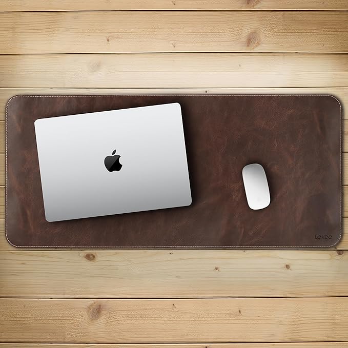 Londo Top Grain Leather Extended Mouse Pad – Large Desk Mat for Office &amp Gaming Smooth Writing Surface Non-Slip Base Durable &amp Stylish Workspace Accessory