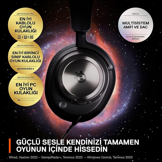 SteelSeries Arctis Nova ProMulti-System Gaming Headset - Premium Hi-Fi Drivers - Hi-Res Audio - 360° Spatial Audio - GameDAC Gen 2 - ESS Sabre Quad-DAC - Stealth Retractable Mic - PC PS5 PS4 Switch