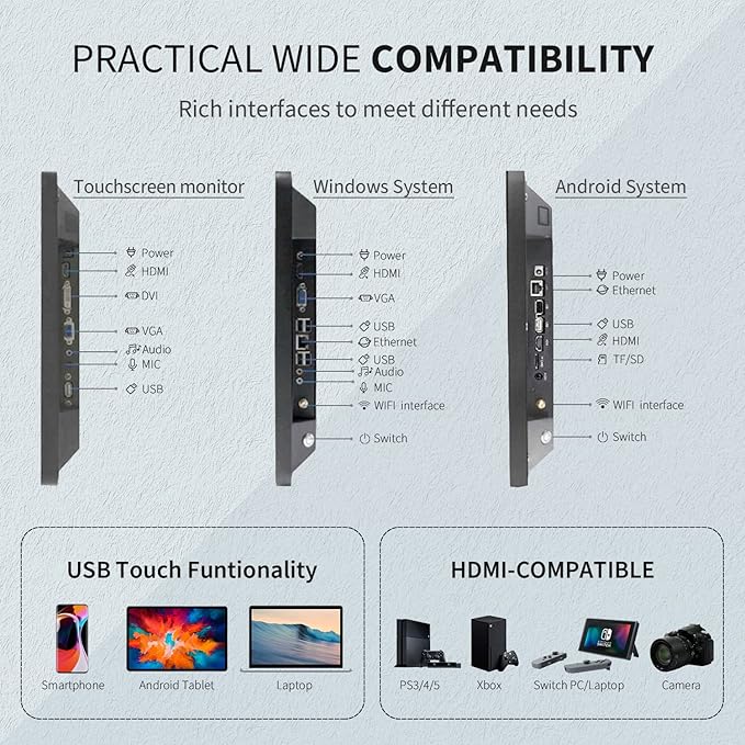27 inch Android 14 Touchscreen Monitor Tablet 16:9 FHD 1080P WiFi &amp BT Built-in Speakers RK3576 4GB RAM &amp 32GB ROM Smart Board for Classroom Meeting &amp Game