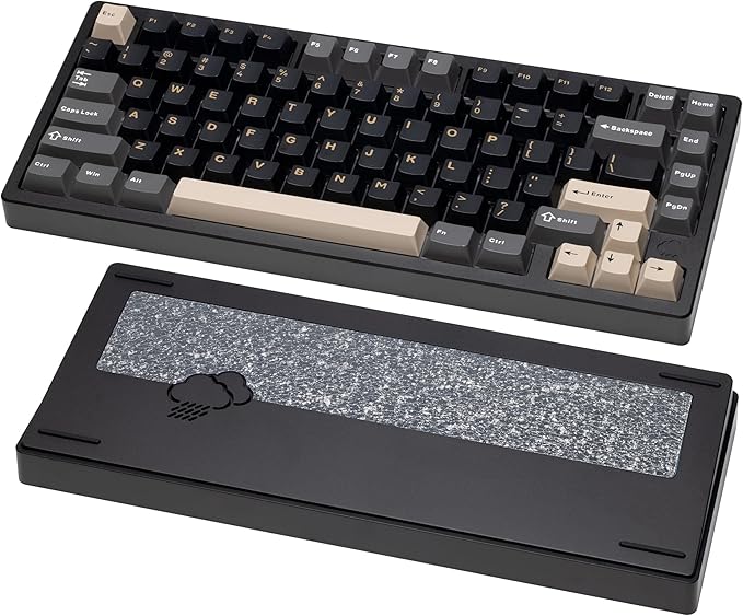 KEEBMONKEY WOBKEY Rainy 75 CNC Aluminum HMX/JWK/Cocoa Switches Triple-Mode Connectivity Mechanical Keyboard with Superior Acoustics RGB/FR4/Silver SUS304/7000mAh/Cocoa Switch (Pro - Black)