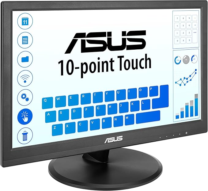 ASUS 15.6” 1080P Touch Monitor (VT169HE) - Full HD 10-Point Touchscreen IPS Wide Viewing Angle Frameless Eye Care Flicker Free Low Blue Light HDMI Windows 11 Compliance VESA Mountable