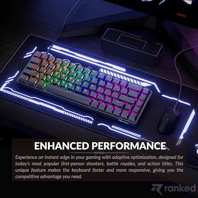 Ranked Master M65 HE 65% | Rapid Trigger Technology | Magnetic Mechanical Gaming Keyboard | 68 Keys RGB LED for PC/Mac Gamer | US Layout (Black Clear Switch)