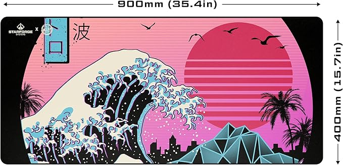 Retro Wave Gaming Desk Mat – Large Extended Mouse &amp Keyboard Pad