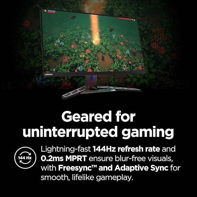 Lenovo Legion Y32p-30 Monitor - Gaming Monitor - 31.5 UHD IPS Display - 144Hz - DisplayHDR™ 400 - AMD FreeSync™ Premium - 0.2ms MPRT - Raven Black - NearEdgeless Design