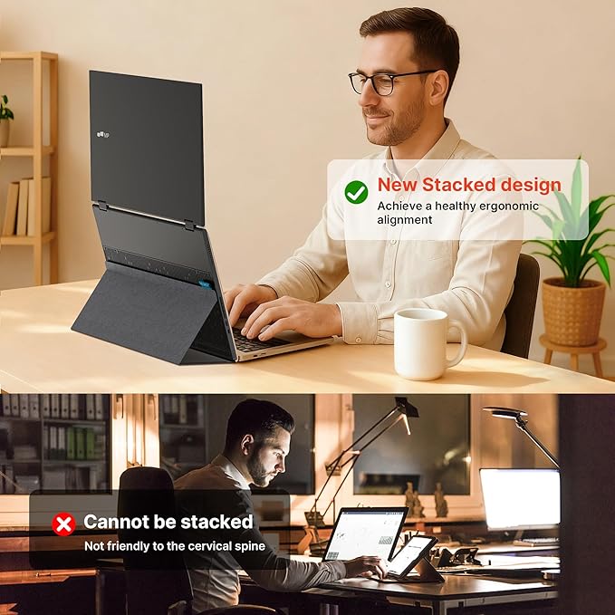 Portable Monitor - Mobile Pixels Duex Float 2 Pro 16-inch 2.5K Laptop Monitors New Stacked Monitor for 15-16-inch Laptops. Built-in Dual Speakers USB C/HDMI Window/Mac/PC/Android Compatible