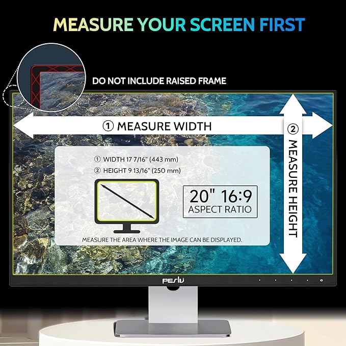 [2-Pack] 20 Inch Privacy Screen for Computer Monitor 16:9 Aspect Ratio Eye Protection Anti Blue Light Glare Shield 20inch Removable Black Blackout Anti Spy Desktop Security Private Filter