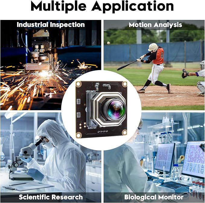 USB Camera Module 4K Autofocus Webcam 1080P@120fps High Speed Low Light 12MP Wide Angle No Distortion Lightburn PC Cam for Industrial Inspection Altimeter Microscope 3D Printer