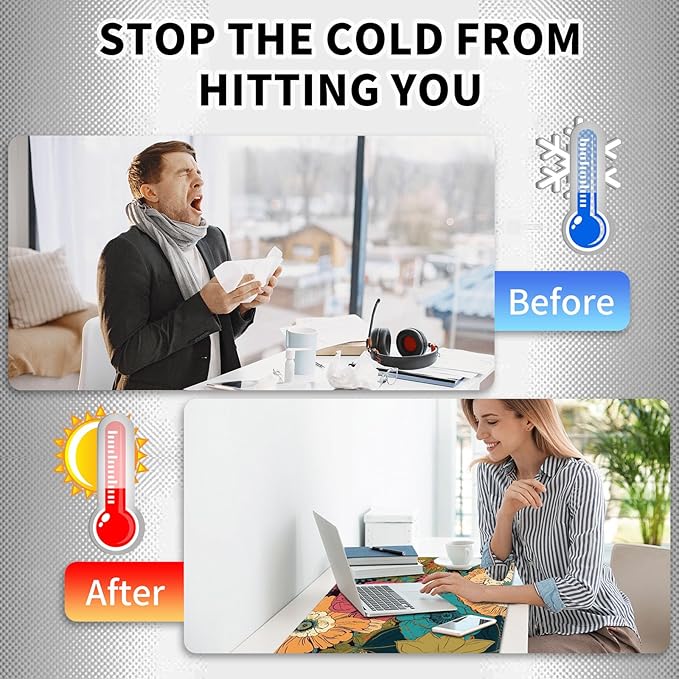 Heated Mouse Pad Hand Warmer Warm Desk Pad Mousepad Desk Mat with 3 Levels Heating and 3 Hours Auto Shut Down 31.5 x 13 inch PU Leather Warmer Keyboard Mat for Gaming Laptop Office Home Art Flower