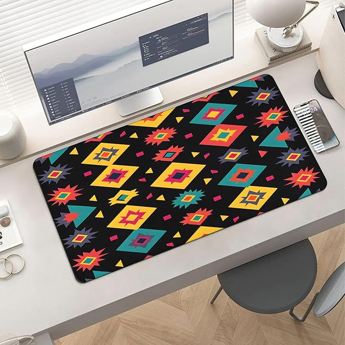XXL Gaming Mouse Pad Boho Aztec Large Desk Mat Protector for Desktop Anti-Slip Rubber Extended Computer Keyboard Mat Writing Pad Mousepad for Work Office Home15.7 * 35.4 in A-697