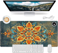 Heated Mouse Pad PU Leather Heated Desk Pad Fast Warm Desk mat with 3 Heating Levels 31.5 x 13 Mousepad for Home Office Gaming Mandala
