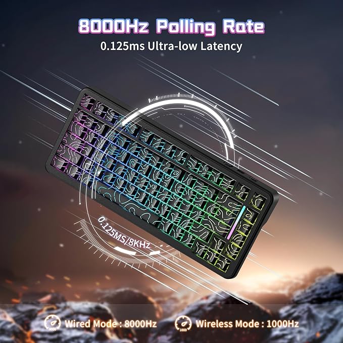 Attack Shark X82PRO HE 75% Wireless Rapid Trigger Gaming Keyboard Hall Effect Magnetic Switch Keyboard with 0.01mm RT Adjustable Actuation 8Khz Polling Rate Hot-Swap RGB for PC Gamer (Black)