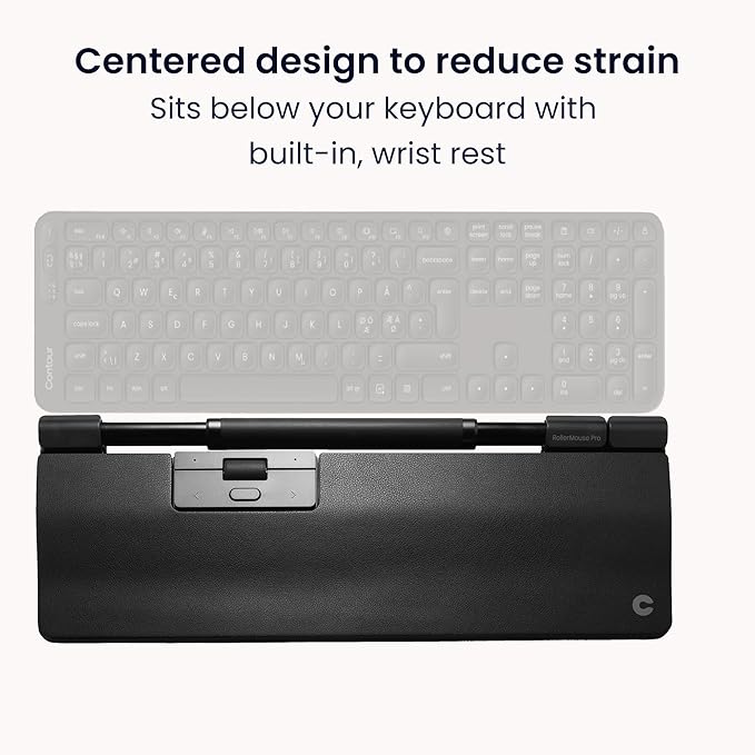 Contour RollerMouse Pro Ergonomic Central Rollerbar Design for Neck Shoulder &amp Wrist Pain Relief 6 Programmable Buttons 600-2800 DPI Productivity Plug &amp Play Mac &amp PC - Wireless - Exte