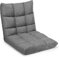 Giantex Adjustable Floor Gaming Sofa Chair 14-Position Cushioned Folding Lazy Recliner High Resilience Sponge Breathable Cotton &amp Linen Fabric Sleeper Bed Couch Recliner with Removable Cover (Gra