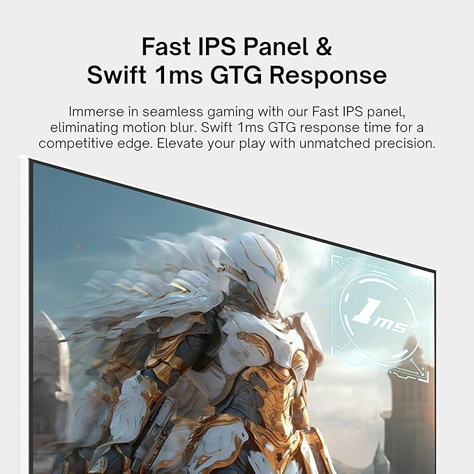 Pixio Two PX278 Wave White 27 inch 180Hz Refresh Rate FHD 1440p Resolution Fast IPS Panel 1ms GTG Response Time Gaming Monitor and PS1D Wave White Dual Monitor Arm - Fits up to 32 inches and 19.8lbs