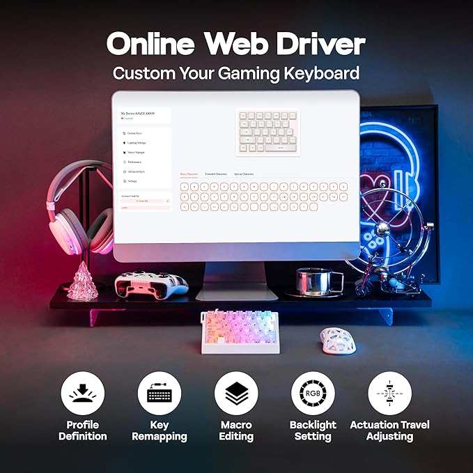 MechLands AJAZZ AK029 One Handed Gaming Keyboard 8Khz Polling 29 Keys Rapid Fast Wired Keyboard SOCD &amp DKS Magnetic Switch Adjustable Actuation RGB Backlits Aluminum Plate (White Transparen