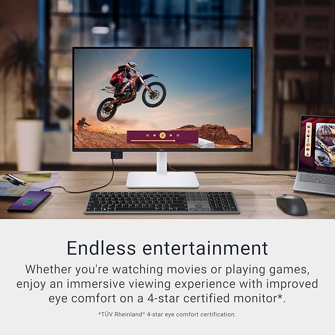 Dell 27 Plus 4K USB-C Monitor - S2725QC - 27-inch 4K (3840 x 2160) 120Hz 16:9 Display AMD FreeSync Premium sRGB 99% Integrated Speakers 1500:1 Contrast Ratio Comfortview - Ash White