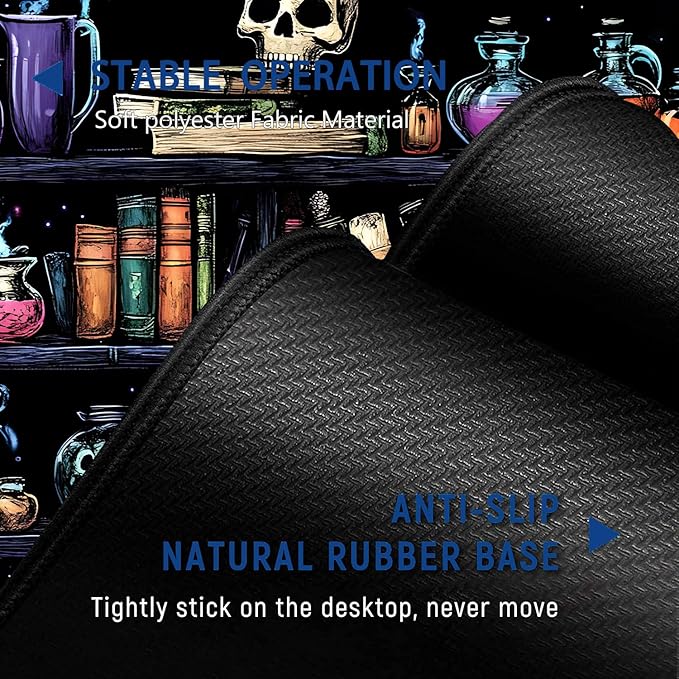 Large Mouse Pad + Keyboard Wrist Rest Set Extended Gaming Mousepad (31.5X11.8 inch) with Non-Slip Rubber Ergonomics Memory Foam Mouse Wrist Rest Support Vintage Bookshelf Painting XXL Desk Pad