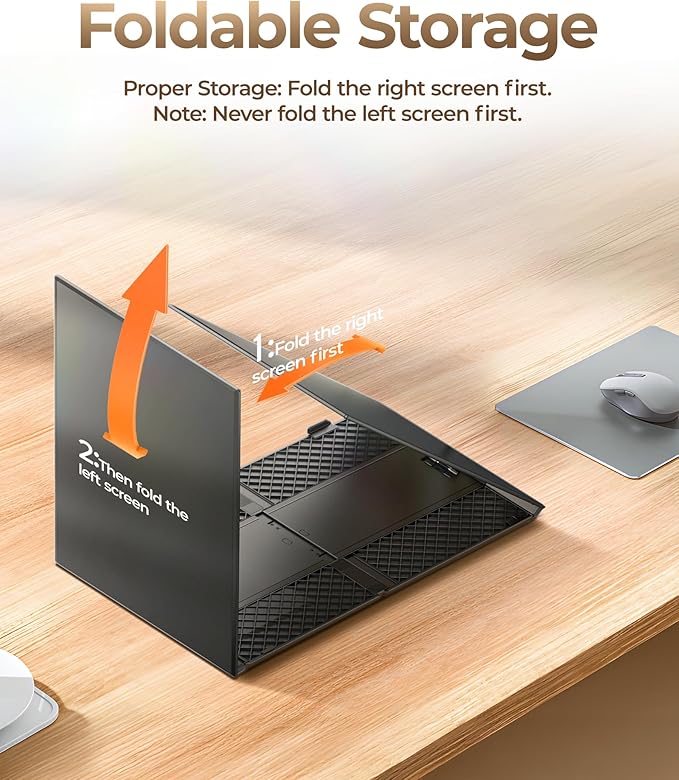 NGTeco 14” Triple Laptop Screen Extender 2.2LB Ultra-Thin &amp Light FHD 1080P Extended Monitor Portable Compatible with 13.3-17.3” Mac/Windows Laptops