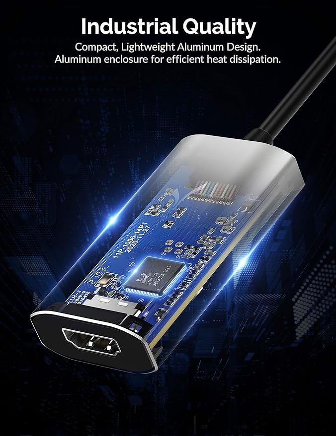 SABRENT USB Type C to HDMI 2.1 Adapter | 8K/60Hz &amp 4K/120Hz with DSC Function | 8K/30Hz &amp 4K Resolution Without DSC | Thunderbolt 3 Compatible (DA-UCH8)