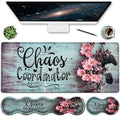 Ergonomics Keyboard Mouse Pad Set Memory Foam Keyboard Wrist Rest SupportXXL Extended Big Wireless Gaming Mouse Mat 31.5x11.8 in Desk Pad Pink Peach Blossom Pattern Large Mouse Pad