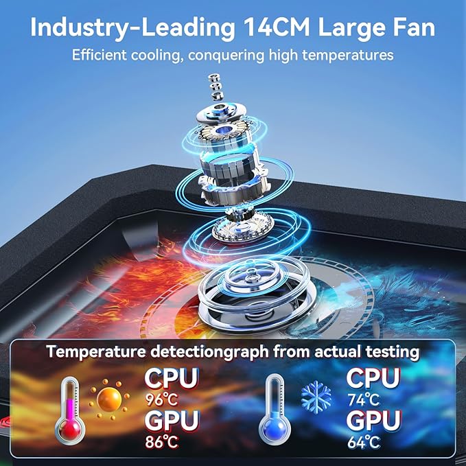 ICE COOREL Gaming Laptop Cooling Pad with Powerful Turbofan Laptop Fan Cooling Pad for Laptop 15-21 Inches RGB Laptop Cooler Stand with 8 Height Adjustable Infinitely Variable Speed LCD Screen