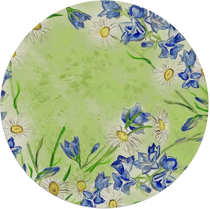 Green Purple PU Leather Office Chair Mat for Hardwood Floor Lavender Summer Field Natural Computer Chair Matfor Rolling ChairLarge Floor Protector Watercolor Flower Diameter 47.2 in