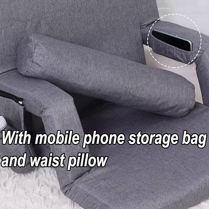Gaming Chair Floor Made of Cotton and Linen High-Density Sponge Filling Floor Seat Indoor Chaise Lounge with 5 Adjustable Positions Wide Armrest Design(Brown90 * 55 * 8CM)