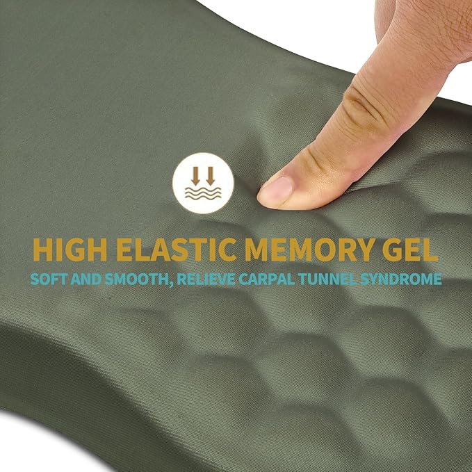 Hokafenle Ergonomic Mouse Pad Wrist Support with Massage Design Wrist Rest Pain Relief Mousepad with Memory Foam&ampNon-Slip PU Base Mouse Pads for Wireless Mouse &amp Desk (12x8 inchOlive Green)