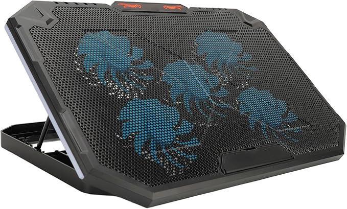 Laptop Cooling Pad with 5 Fans Height Laptop Cooler Stand RGB Lighting Cooling Pad for 1317‑ Inch Notebooks Ergonomic with USB Cable for Efficient Heat Dissipation
