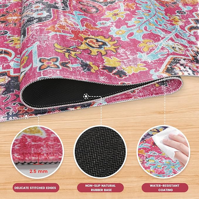iLeadon 4In1 Desk Mat and Mouse Pad with Wrist Rest Set 35.1 x 15.75-inch Keyboard Wrist Rest Ergonomic Wrist Support for Home &amp Office Working GamingBoho Fuchsia