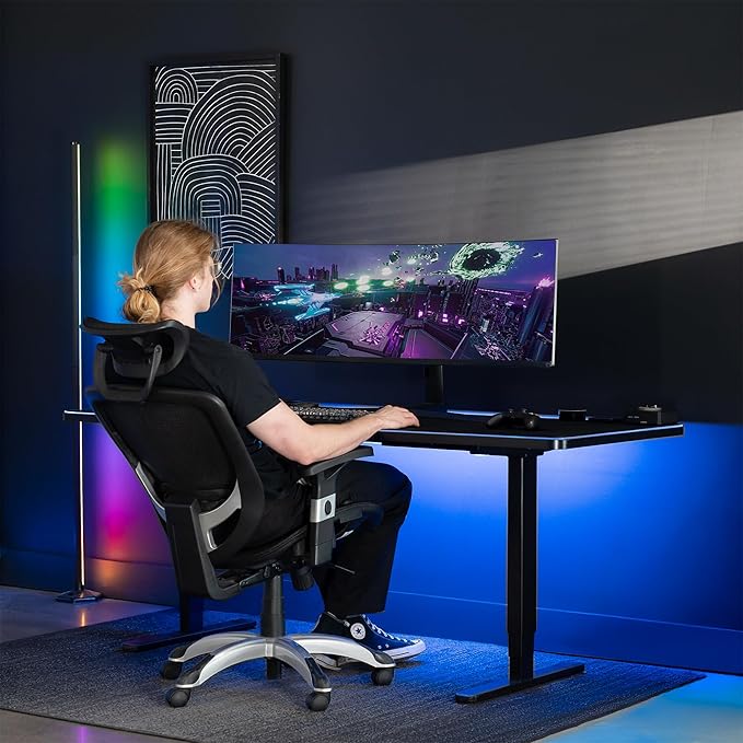 VIVO Extra Large 71 x 30 inch Full Size Desk Pad with RGB Lighting for Office Ambience and Immersive Gaming Oversized Mouse Pad Table Top Cover 12 Color Modes Non-Slip Base Black DESK-PAD72