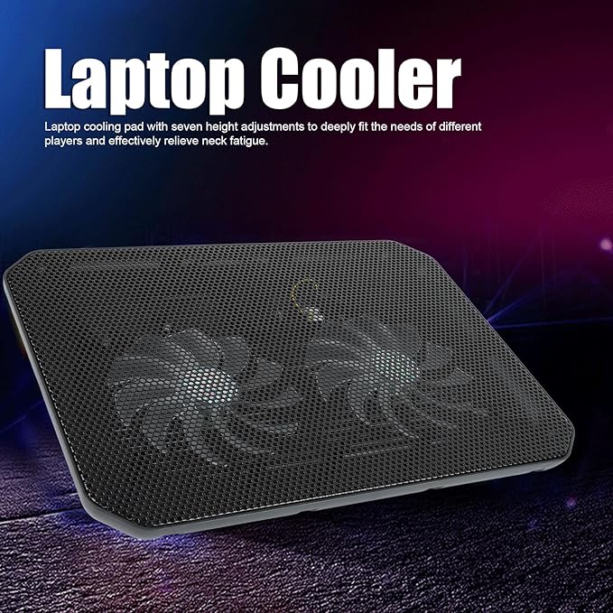 Laptop Cooler 7 Height Adjustments High Speed Cooling Low Noise Laptop Pad Cooling Pad Stand with LED Lights Fan Fan (M10B)