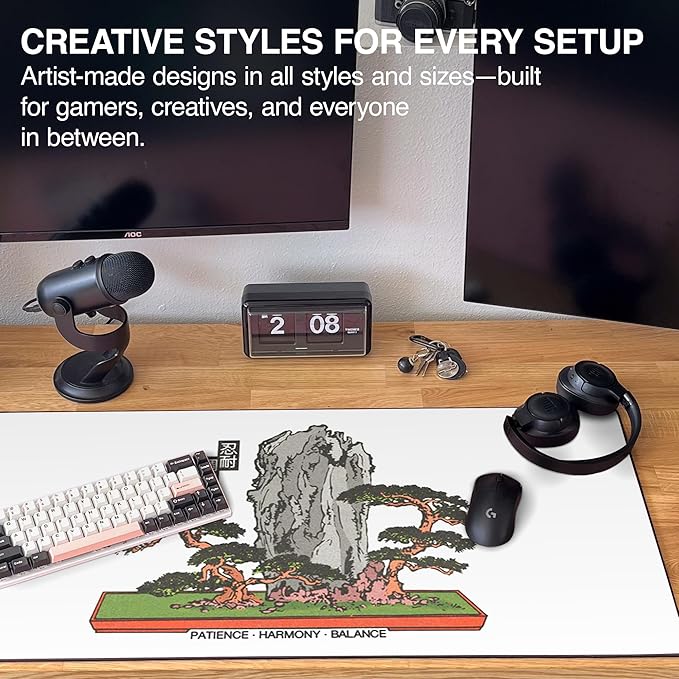 MPCO. Original Large Gaming Desk Mat – 36 x 17 Duraglyde OZGMX Bonsai Full Desk Mouse Pad for Smooth Precision – Non-Slip Washable Extra-Large PC Mouse Pad for Gaming Sessions