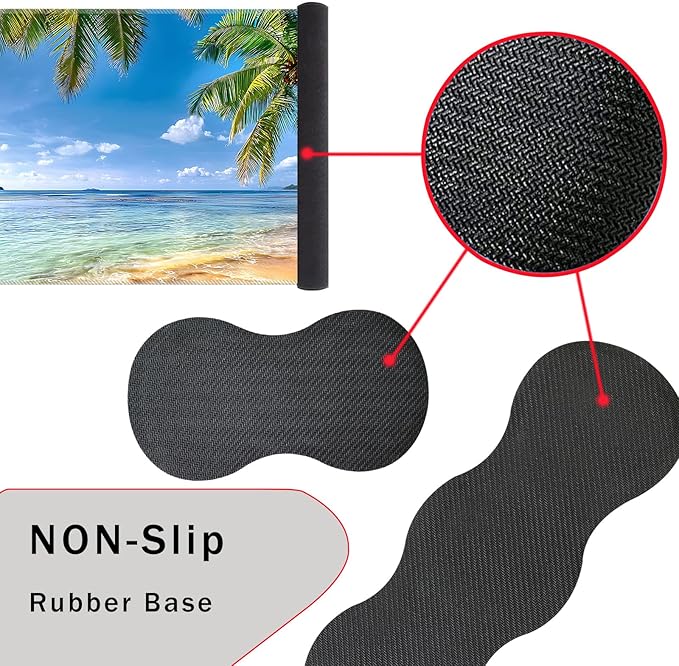 Keyboard Wrist Rest and Mouse Pad with Wrist Support Set Ergonomic CoasterMemory FoamEasy Typing Pain ReliefLarge XL Desk Mat 31.5x 11.8Shore Palms Tropical Beach